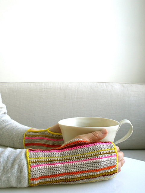 Crocheted Striped Hand Warmers