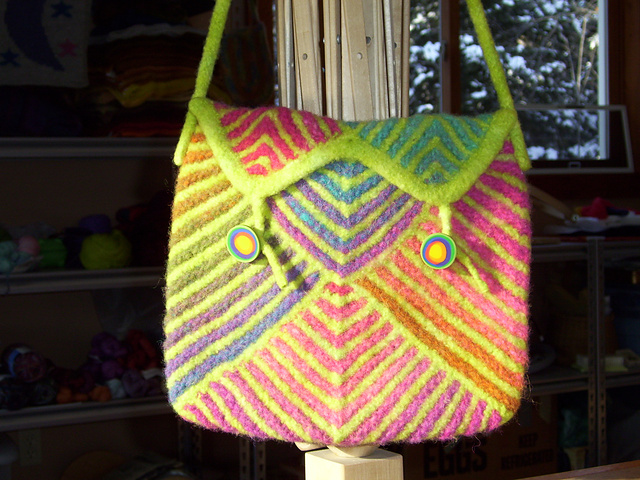 Mitered Stripes Felted Bag