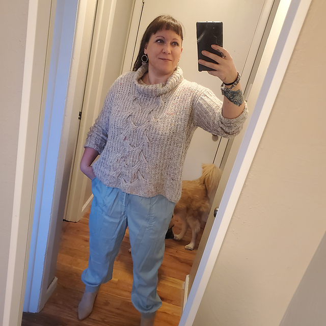 # 11 Brioche rib pullover with cable pattern