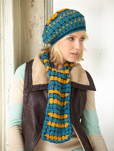 Sunflower Stripes hat and scarf set