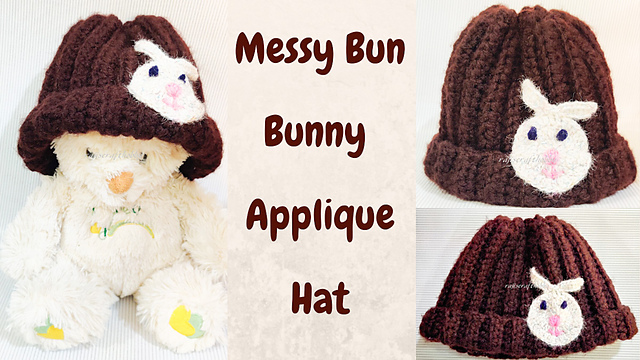 Messy Bun Bunny Applique Hat