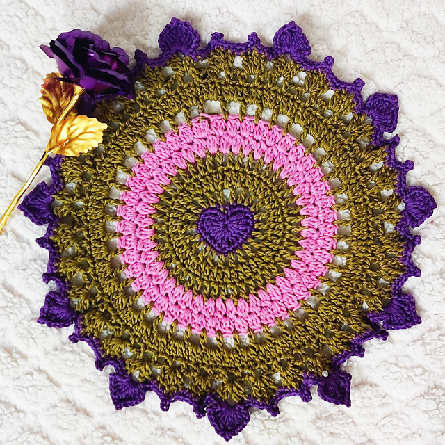 Sweet Purple Heart Doily