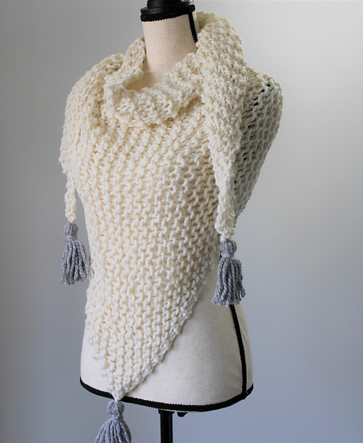 Chunky Tassel Triangle Scarf