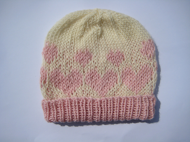 Pink Heart Baby Hat