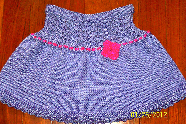 Baby Mia Short Skirt in Double Eyelet Rib Pattern