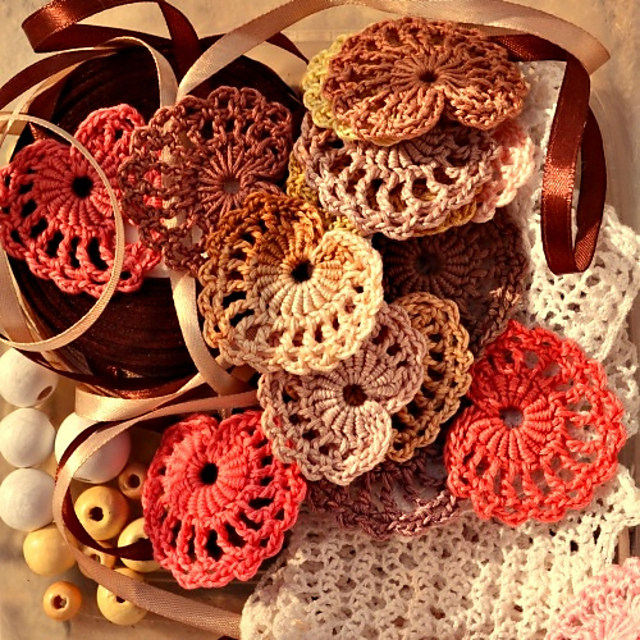 Bullion Stitch Hearts