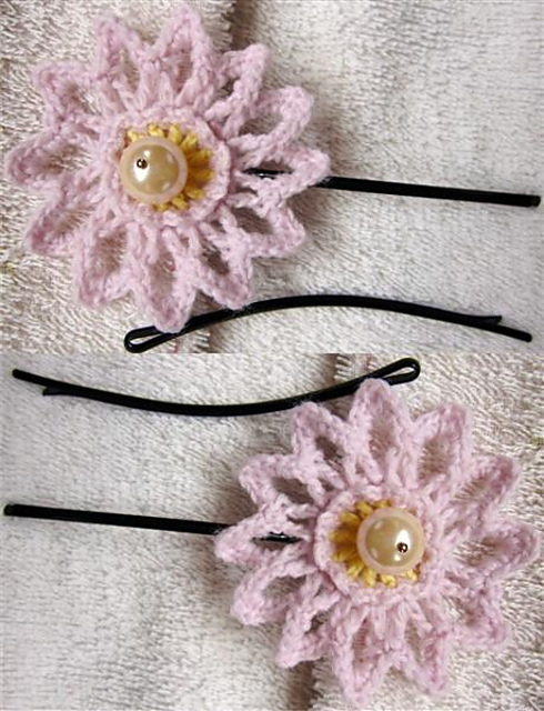 Hair-grip 15 – Pink daisy 3
