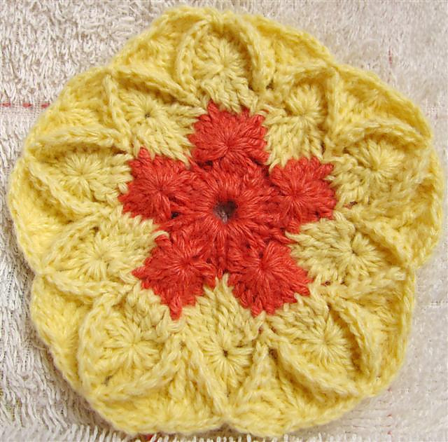 Doily 1 – Red peach flower