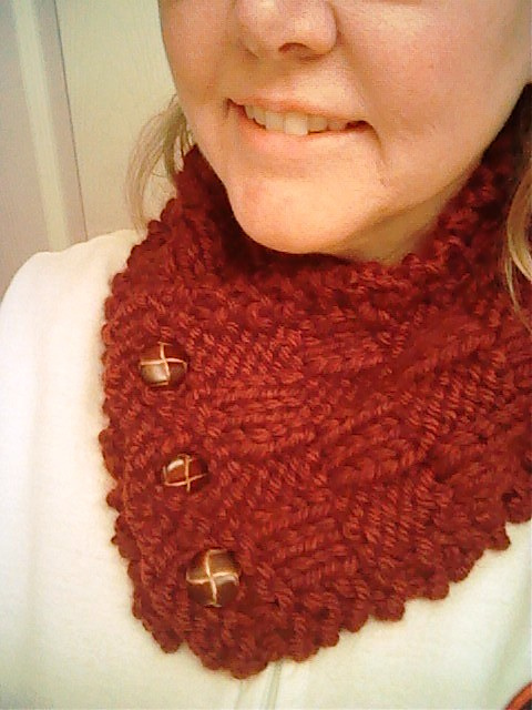 Buttoned Basketweave Cowl