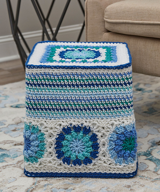 Hexagon Blues Ottoman