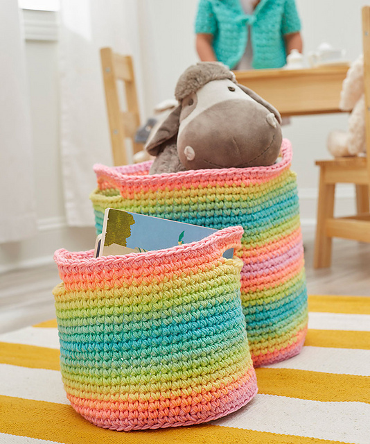 Striping Fun Crochet Baskets