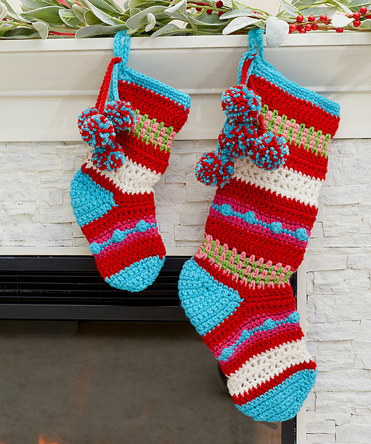 Pompoms & Stripes Holiday Stockings