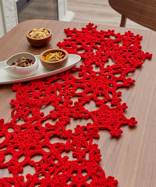 Crocheted Snowflake Table Runner