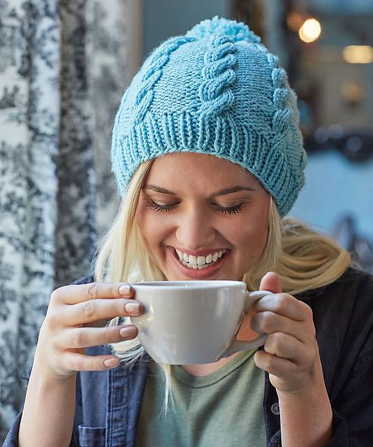 Cabled Pompom Hat