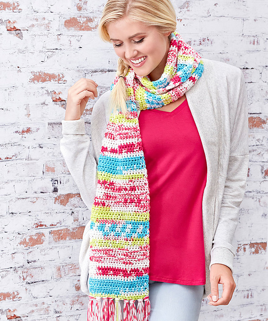 Faux Fair Isle Crochet Scarf