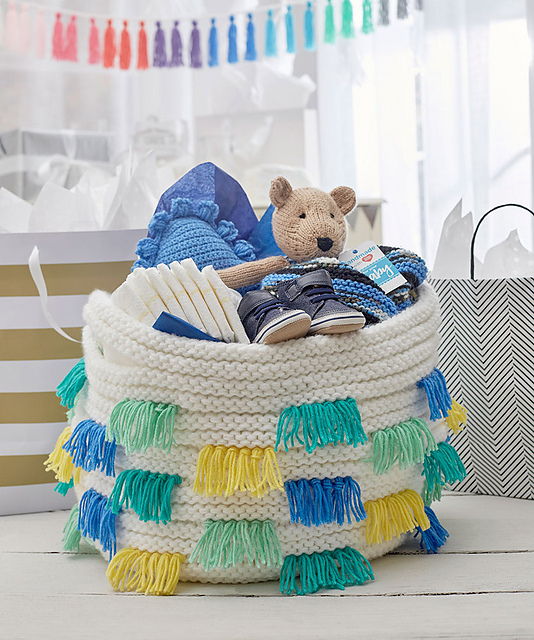 Fringed Knit Basket