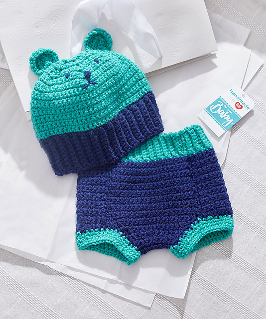 Crochet Bear Hat and Diaper Cover