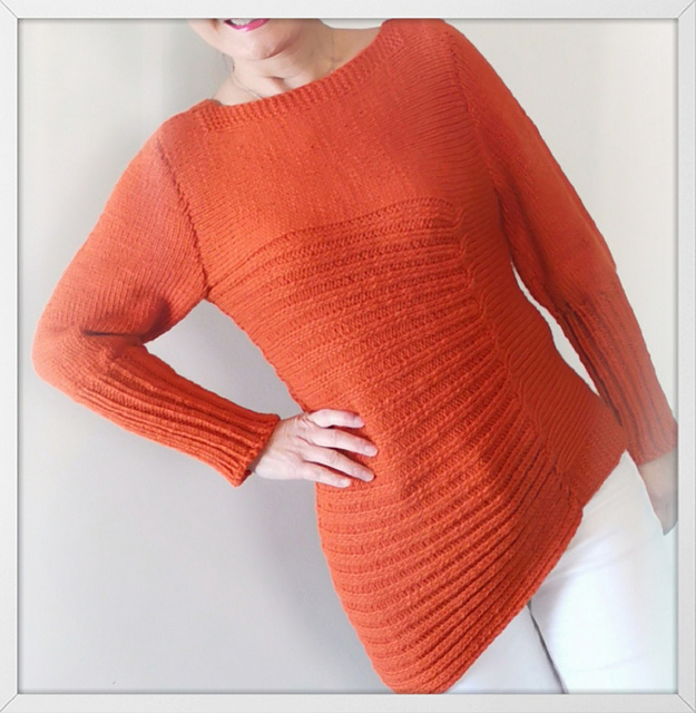 Stylish Asymmetrical Burnt Orange Sweater