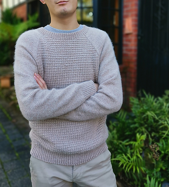 Raglan Short Sleeve Sweater Placed Jacquard main image 1