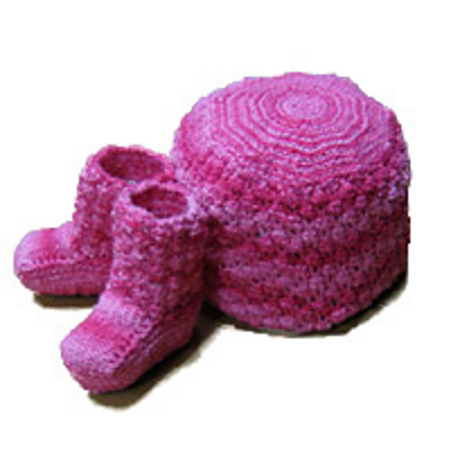 Bubble Gum Bootees & Hat