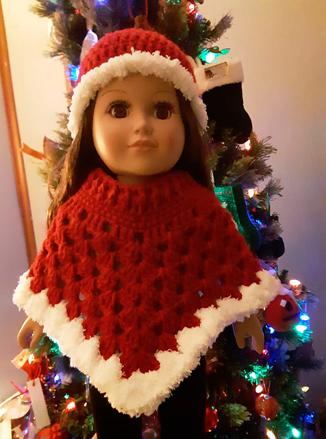 18" Doll Beanie & Poncho Set