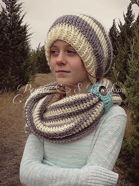 Stripy Mod Cowl and Slouch Hat