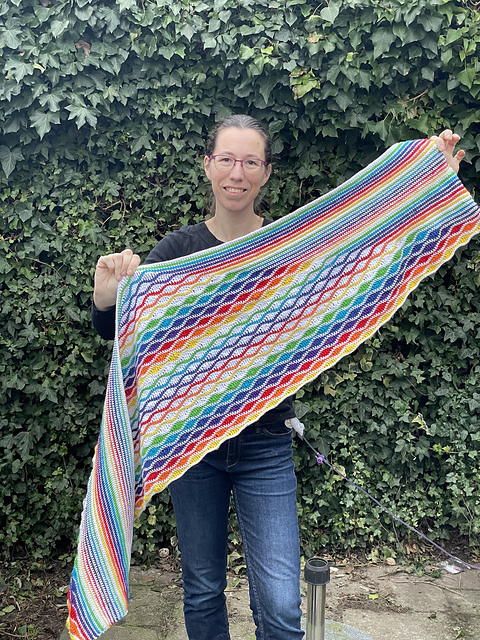 Crochet rainbow wave sjaal