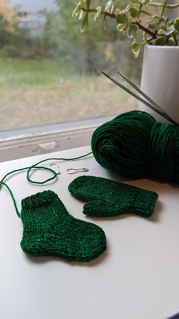 Tiny Tim Mini Sock and Mitten Ornaments