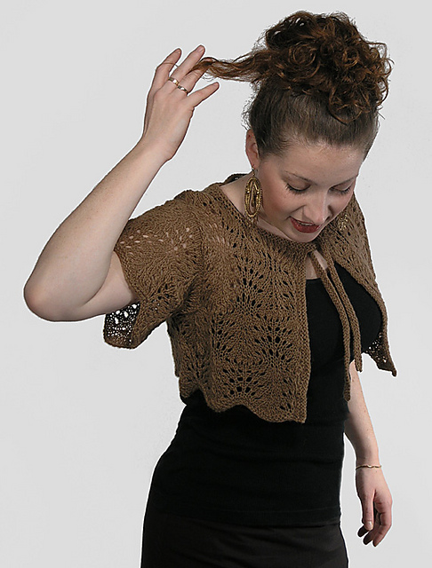 Peacock Plumes Bolero with Short Sleeves