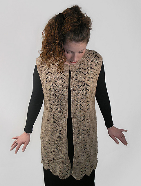 Peacock Plumes Tunic Length Vest