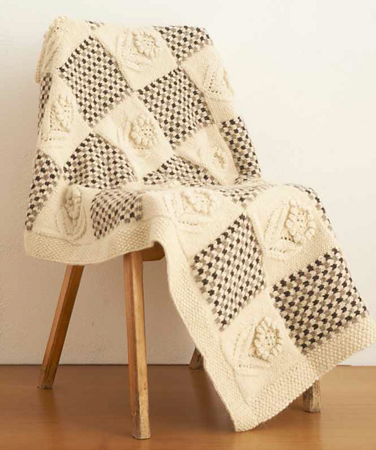 Flower and Check Throw