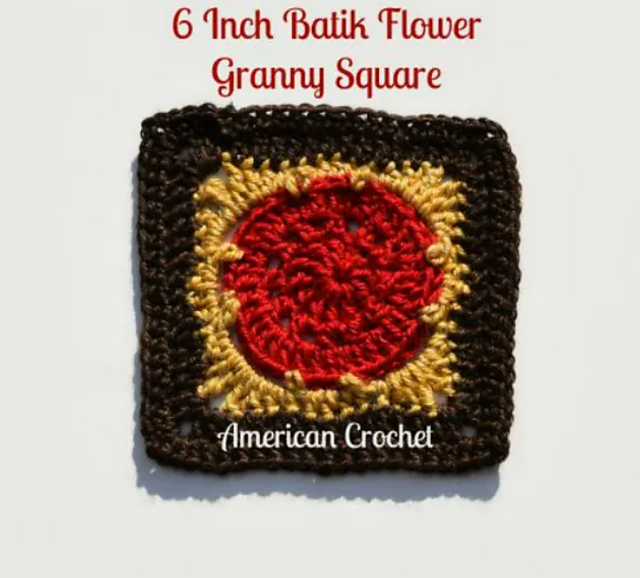 6 Inch Batik Flower Granny Square