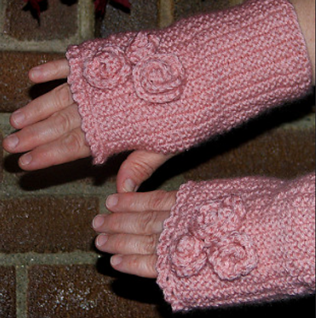 Ruffles and Roses Fingerless Mitts