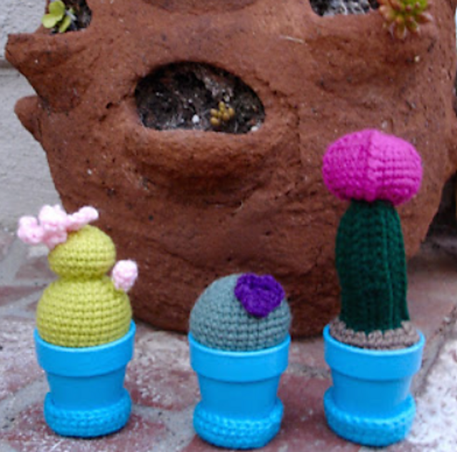 Mini Crocheted Cactus Garden