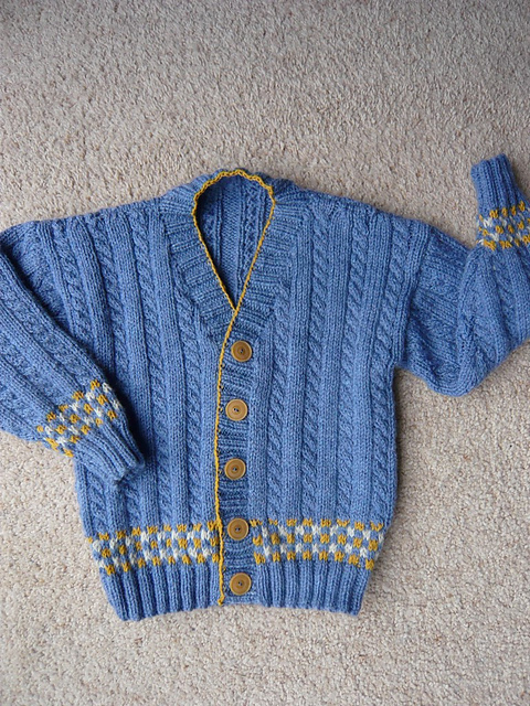 Design G - Cabled Cardigan with Stranded Detail