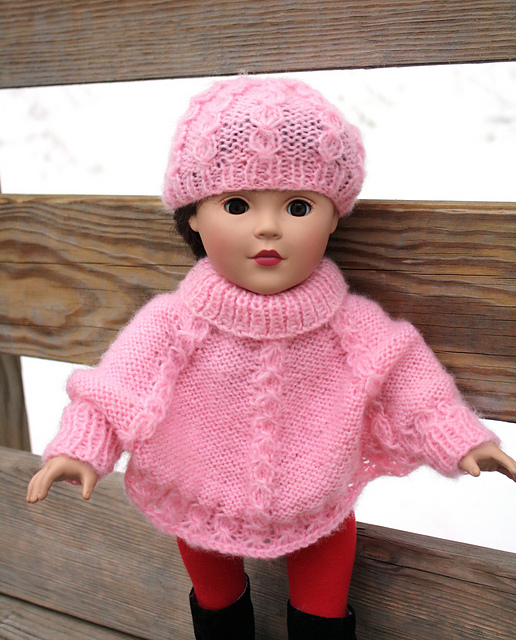 Cable Sweater and Hat Set for 18" doll