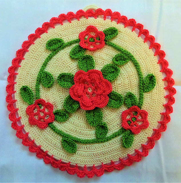 Rose Round Potholder #9495A