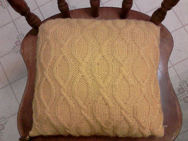 Knots and Oughts Cable Pillow