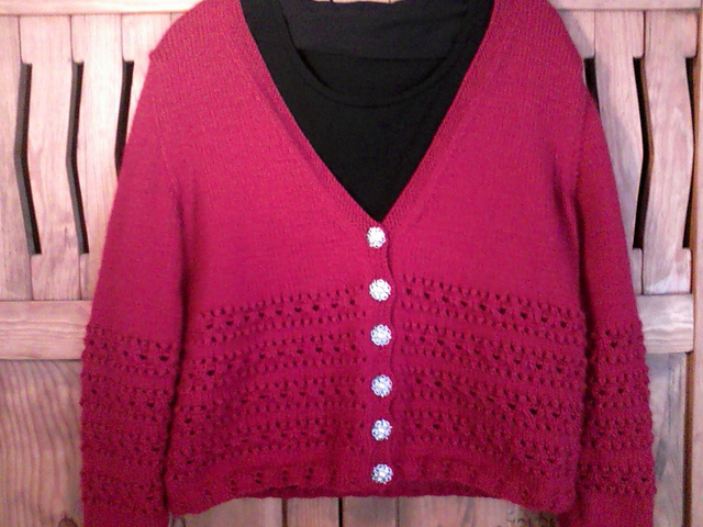 Holiday Cardigan with Eyelet Border