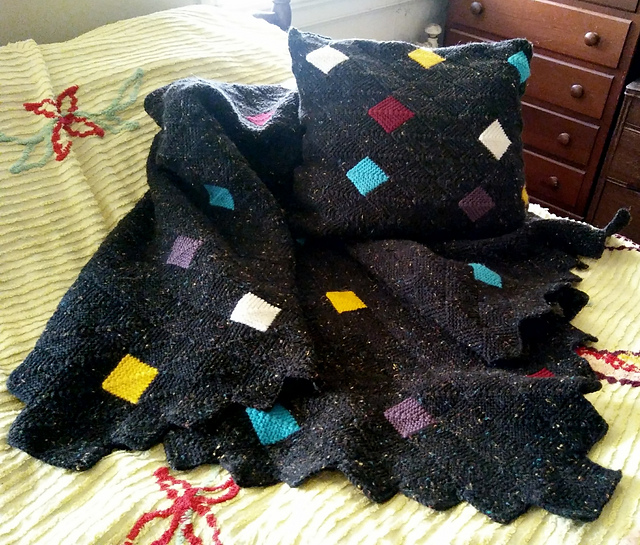 80s Confetti Afghan and Pillowcase