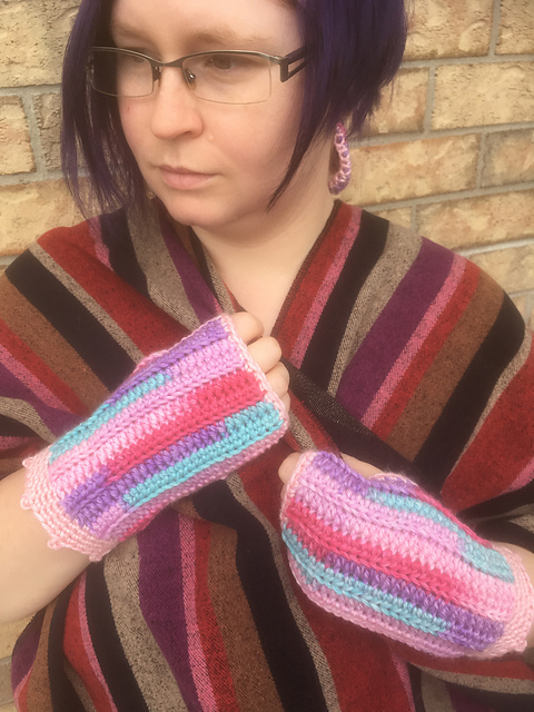 Cotton Candy Finger-less Gloves