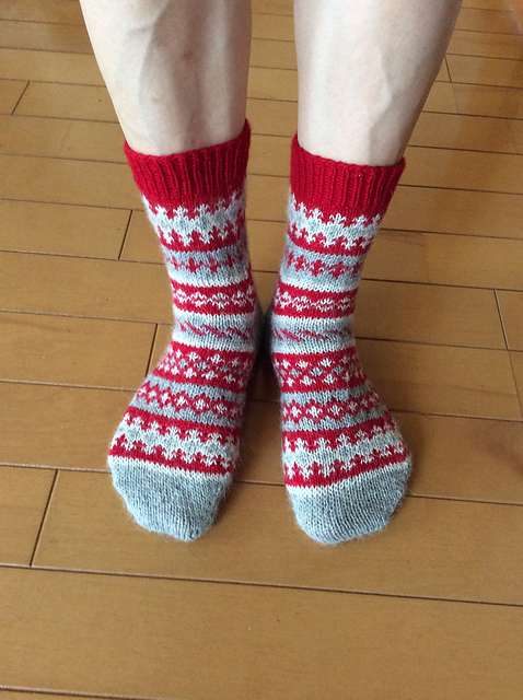 06. Fair Isle style socks (フェアアイル風の編み込み靴下)