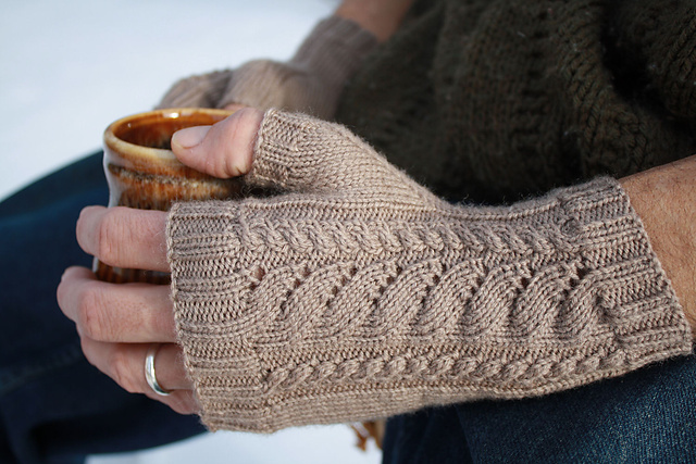 White Caps Fingerless Gloves