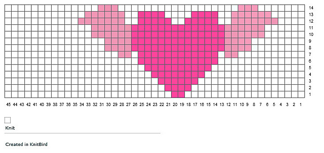Winged Heart Intarsia Chart