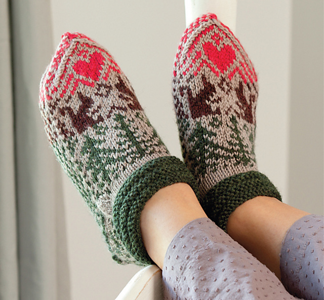Folk-Art Squirrel Slippers