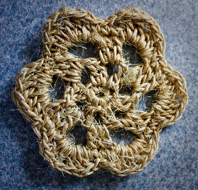 Six Petal Flower Hemp Coaster