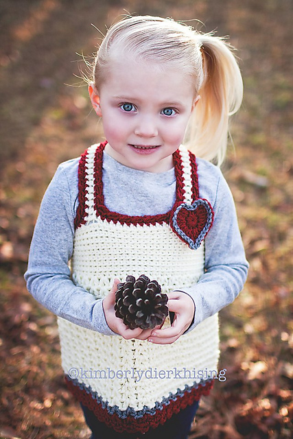 Red Heart Frock (6m, 12m, 2T, 3T, 4T)
