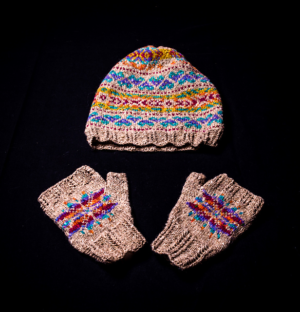 Fairisle beanie and mittens