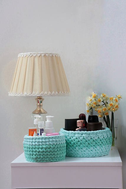 blue t shirt yarn baskets