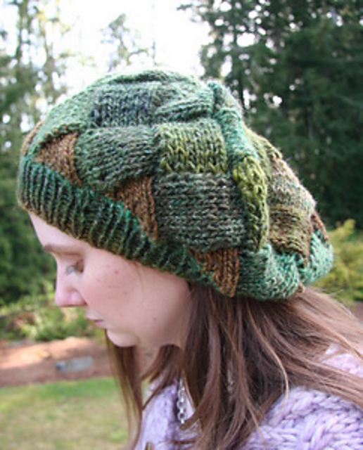 Knitted Entrelac Tam